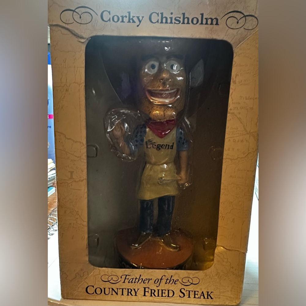 Corky Chisholm father of country fried steak bobble head new in box